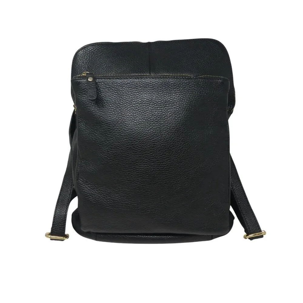 L. Credi Black Pebbled Leather Convertible Crossbody Backpack Purse Shoulder Bag
